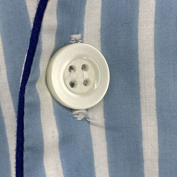 WESTCHESTER CLASSIC Pajama Top Mens L Striped Cotton Blend Button Up V-Neck Blue - Picture 5 of 11